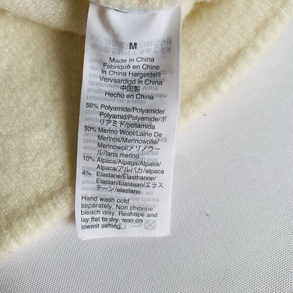 MADEWELL Sweater Women M Ivory Wool Alpaca Blend Faux Wrap Preppy Coquette Boho - Picture 6 of 8